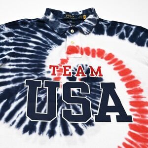 Polo Ralph Lauren Team USA Polo Shirt Mens M Slim Fit Blue Tie Dye Olympics 2020